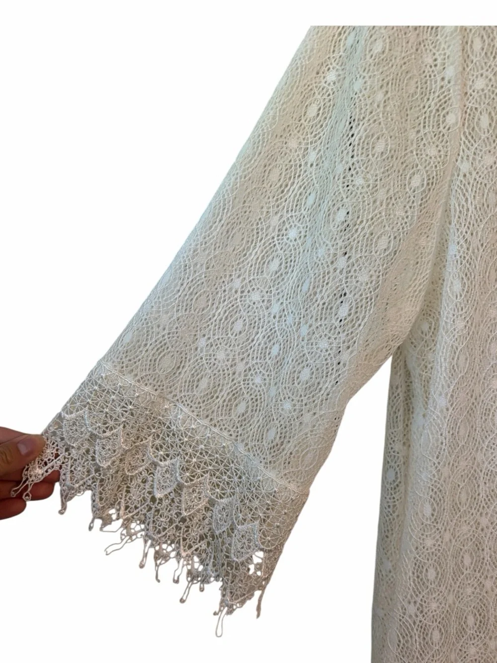 White Lace Swim Cover Up Kimono Honeymoon Resortwear Women’s Large Boho Chic